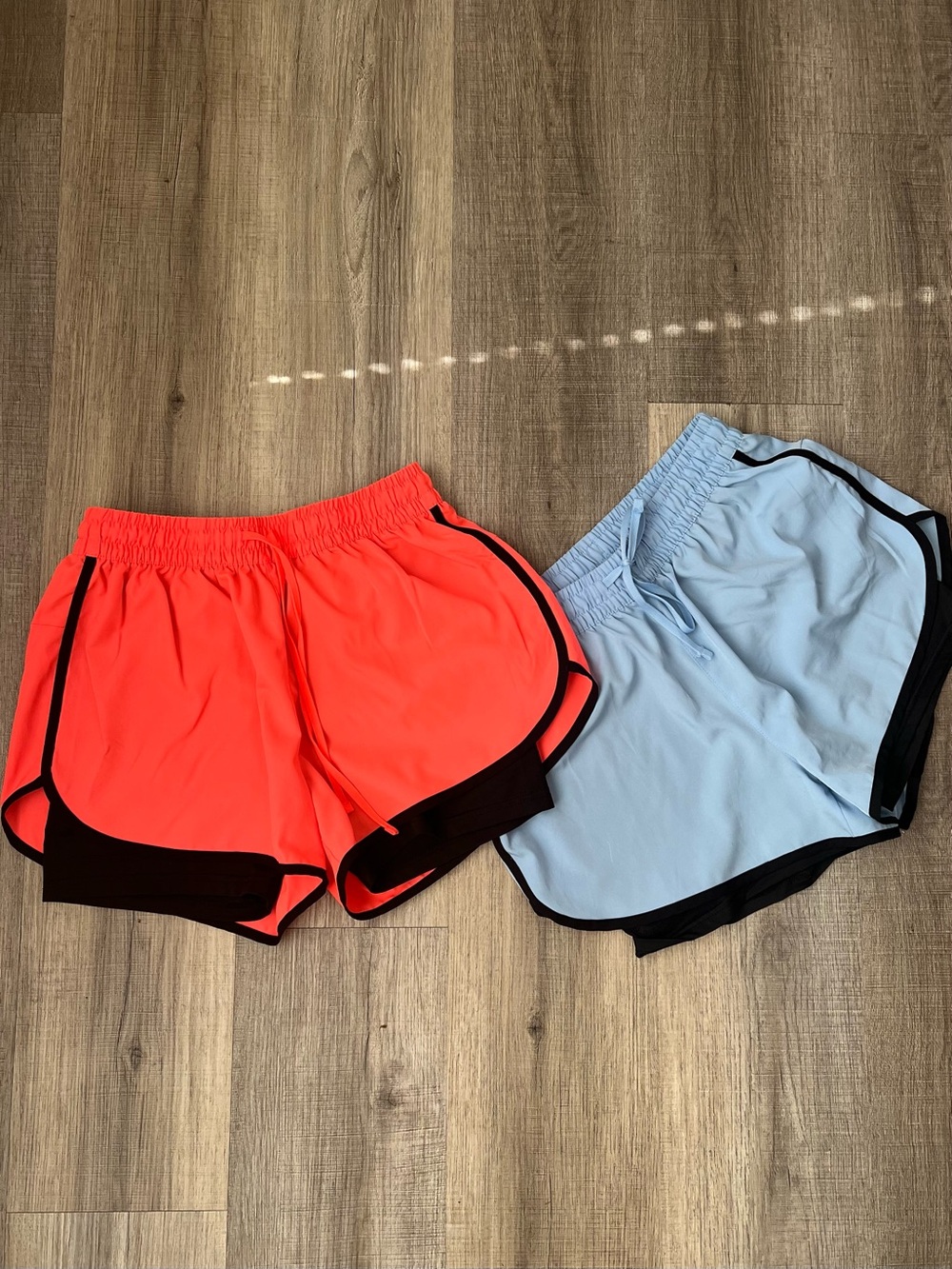 Neon Coral & Light Blue Athletic Shorts Duo